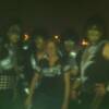 Angie with the rock band "Kiss" outside the dome
